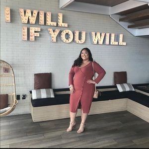 BOOHOO - Ribbed Wrap Dress - Size 20 - Rust